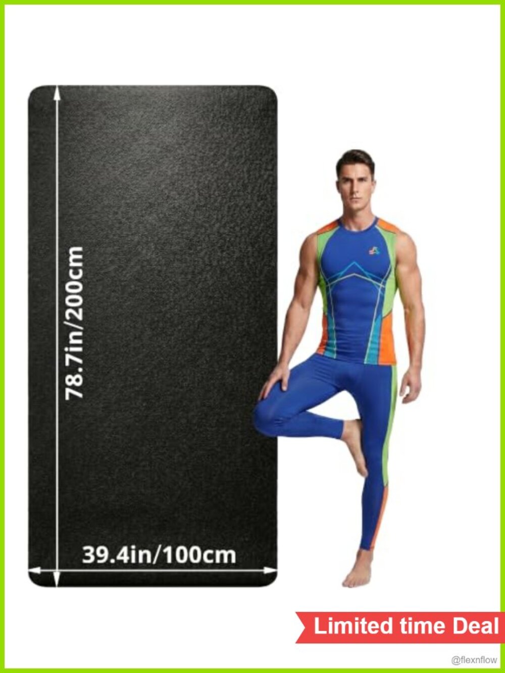 Extra Long Extra Wide 8mm Thick TPE Yoga Mat Non-Slip Workout Mat 79x40